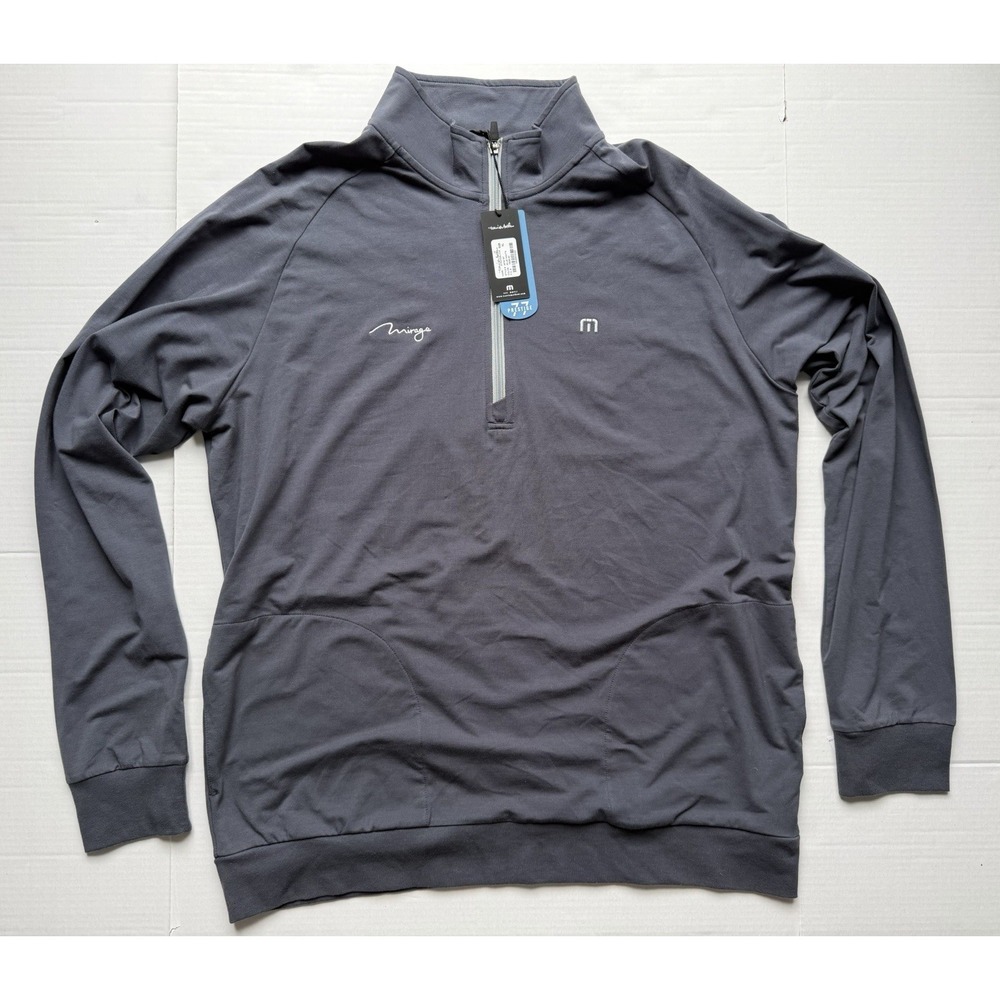 Travis Matthew Men's 1/4 Zip Pullover Performance Golf Sweater Navy New Mirage
